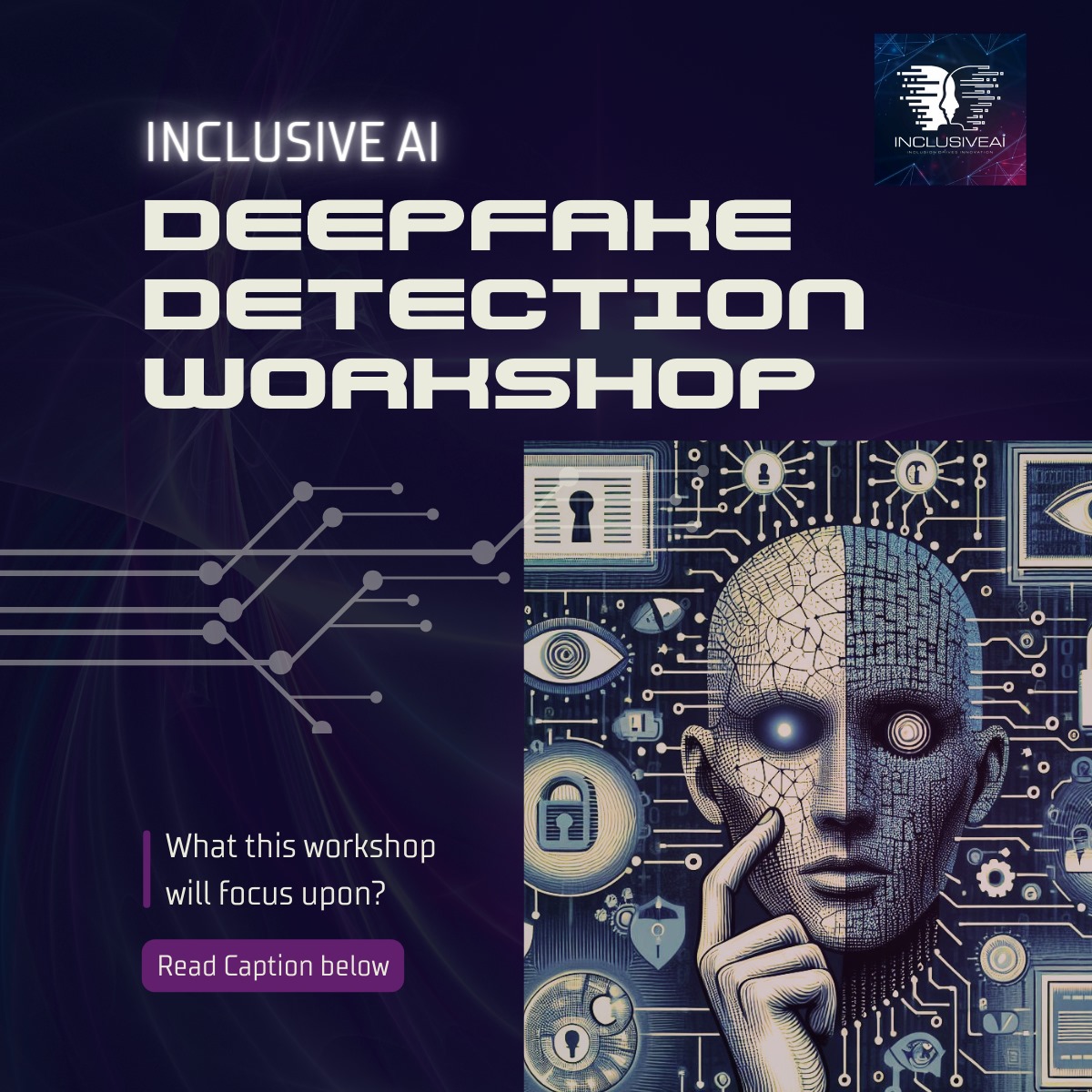 ai_inclusive's tweet photo. World's first "Deepfake-Detection Workshop" by Inclusive AI, where we'll tackle the misinformation and AI threats.
Here's a glimpse:
🔍  Decoding Deepfakes
💡 Leading the Misinformation Fight
🛡 Protecting Elections
🔒 Digital Defence 
#ai #IndianElections #artificialintelligence https://t.co/JbXCdvuQJN