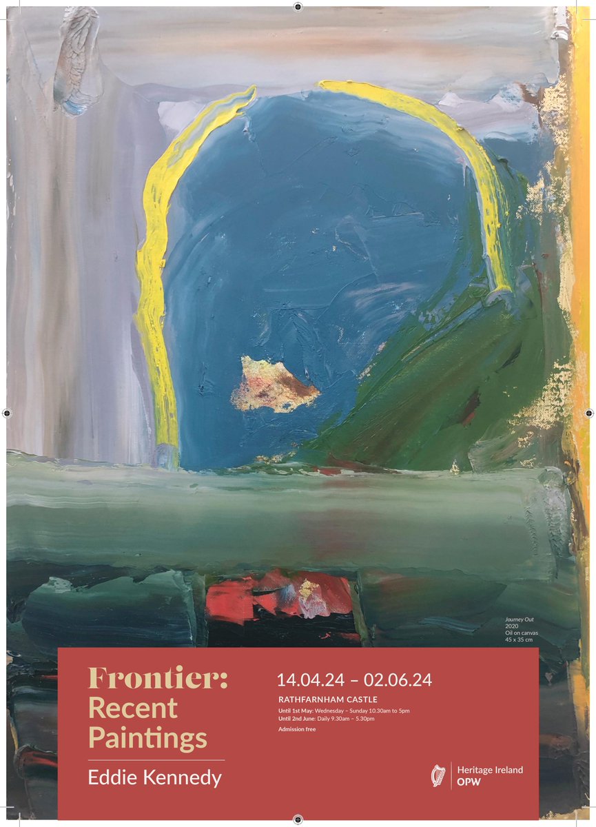 We are delighted to announce our next exhibition, 'Frontier: Recent Paintings', a solo exhibition by Eddie Kennedy. The exhibition opens to the public on Sunday 14th April and runs until 2nd June. Admission is free. @HeritageIreOPW @RathfarnhamV @opwireland @DublinsOutdoors