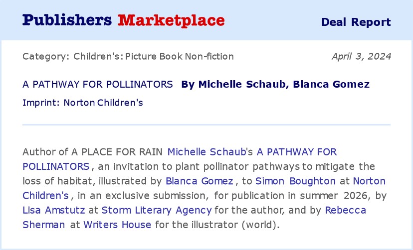 So excited to share this new deal for client @Schaubwrites and illustrator Blanca Gomez with @NYRBooks! 🦋Congrats to all! @RebeccAgent #kidlit #pollinators #environment