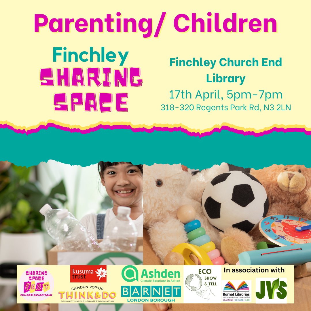 #Finchley & #Barnet families, join us for an afternoon full of fun and climate action! Swap clothing and toys and join our creative workshops such as making a magical garden and sewing a pyjama for your teddy. Registration is required: ecoshowandtell.org/events