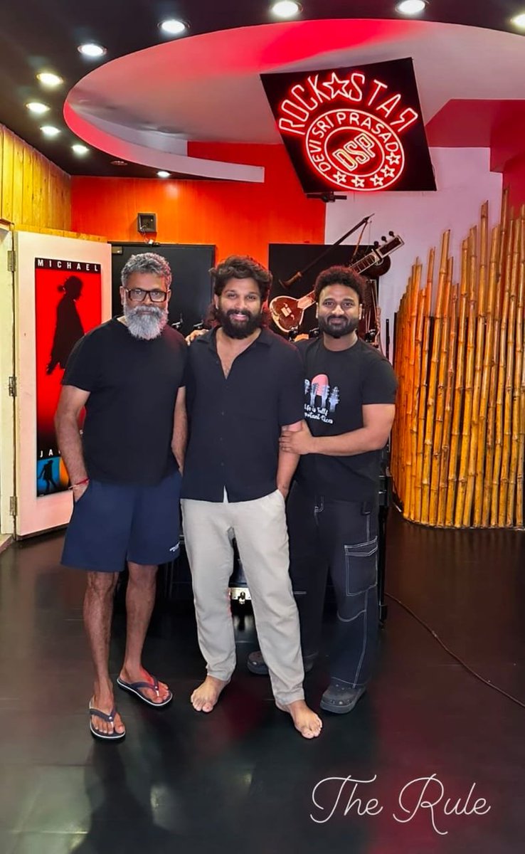 Icon Star @alluarjun @aryasukku & @ThisIsDSP indulge in music sessions for #Pushpa2TheRule ❤️‍🔥 Get your earphones ready for a sensational BGM for #Pushpa2TheRuleTeaser 🎧 Teaser out on April 8th 💥 #PushpaMassJaathara 🔥 Grand Release Worldwide on 15th AUG 2024.🥵 #AlluArjun