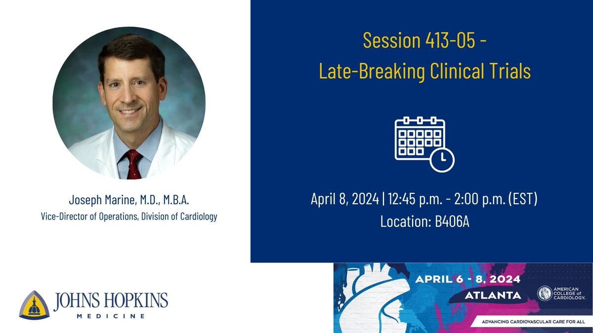 Today at #ACC24: Late-Breaking Clinical Trials with @DrJMarine