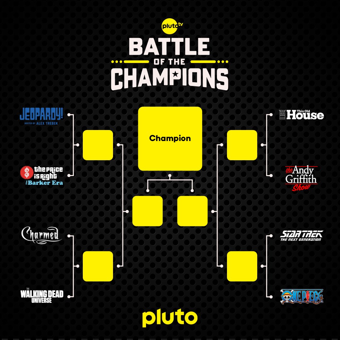 Past Battle of the Fandoms victors have returned to compete for Pluto TV's Battle of the Champions! Make your Round 1 picks in the polls below!👇

The FOUR fandoms with the most votes will advance to the next round on April 8. 🚀 #PlutoTVFandoms #10YearsOfPlutoTV