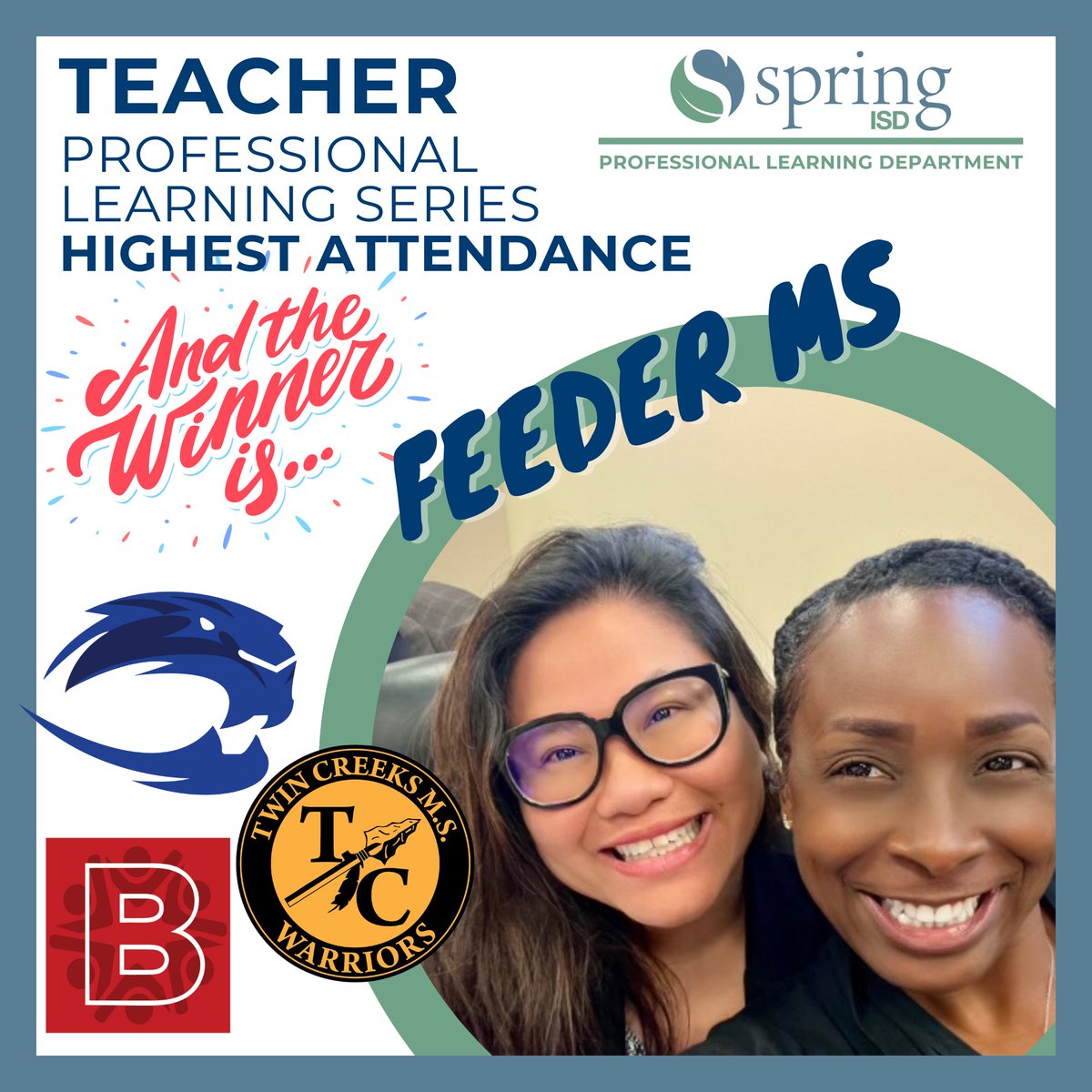 Assistant Superintendent @NirmolLim - Feeder MS is leading the way! Huge shoutout to the Principals for guiding the pack with the highest attendance of teachers on last week's Remote Learning Sessions. Congratulations! #WeAreSpring #Unstoppable