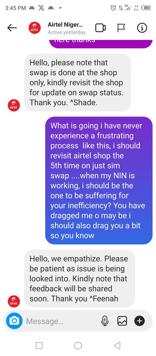 xmindbranding's tweet photo. @AirtelNigeria If you use airtel line, pls enjoy it while it last ....poor customer service.... useless line https://t.co/ePMDYPtxAB