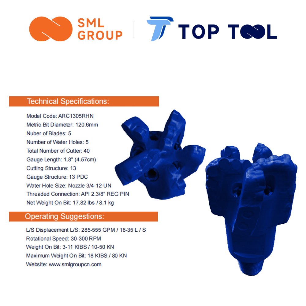 toptoolsml65095's tweet image. Top Tool&apos;s PDC ARC Bits are characterized by high stability and efficiency and are widely used in geothermal wells, horizontal directional drilling, water wells and mine drilling. Below is a brief description of the hot selling size 4 3/4&quot; (120.6mm):
#Mining #SMLTopTool #HDD