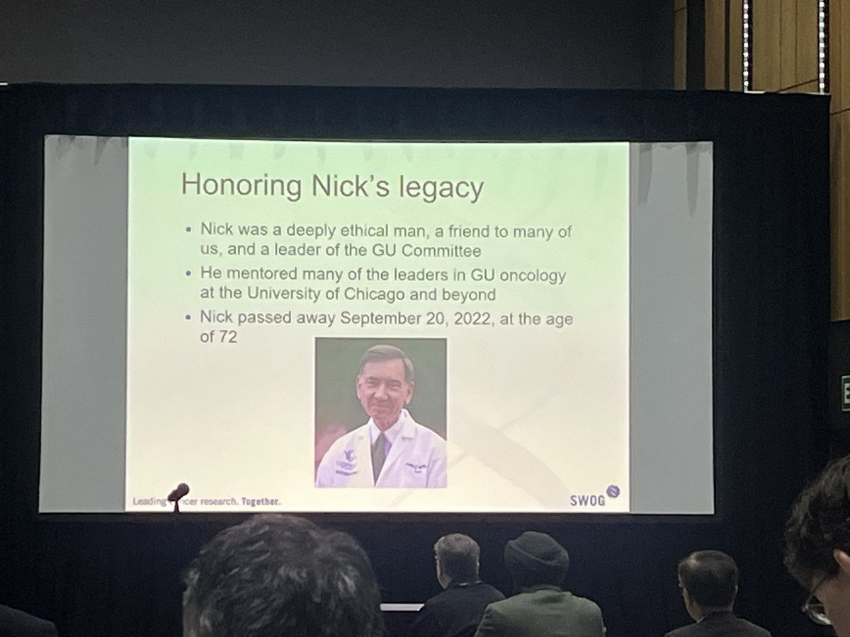 LauraEsfeller's tweet photo. “Deeply ethical man.” Indeed. It was truly an honor to be Dr. Vogelzang’s patient. The Vogelzang Symposium is happening now at #SWOGSpring24. Thank you to our incredible GU committee &amp; @SupportingSWOG for making this happen. #GUoncology #OncTwitter https://t.co/J5Ta6Q4Rul