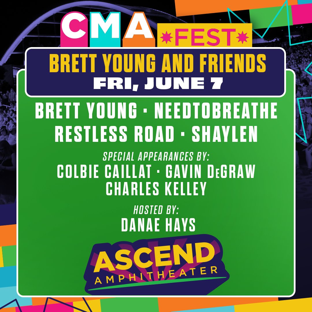 We're performing Friday night, June 7th at #CMAfest on the @Ascend_amp Stage to support the @cmafoundation! // Buy tickets NOW with exclusive presale code BYFRIENDS24: ticketmaster.com/event/1B00607B…