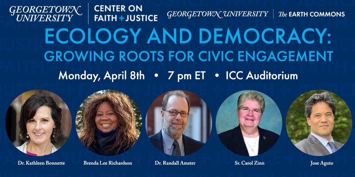 Join us for this conversation on ecology & democracy with @theEarthCommons, featuring @randallamster, Sr. Carol Zinn of @LCWR_US, Brenda Lee Richardson of @anacostiarivpk and Jose Aguto of @CatholicClimate 4/8 at 7pm ET in-person and online. RSVP: docs.google.com/forms/d/1ItolR