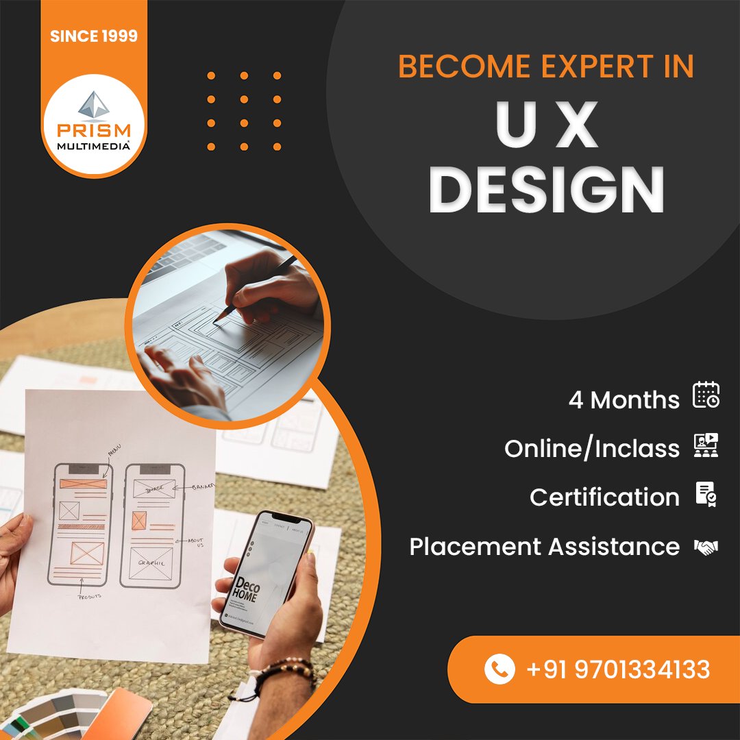🌟 Elevate your career with Prism Multimedia! 🚀 Since 1999, we're thrilled to introduce our latest offering: UX Design!

📅 Starting April 8th, our intensive 4-month course  expert! 🎨💡 

#PrismMultimedia #UXDesign #DesignYourFuture #RegisterNow #CareerGrowth