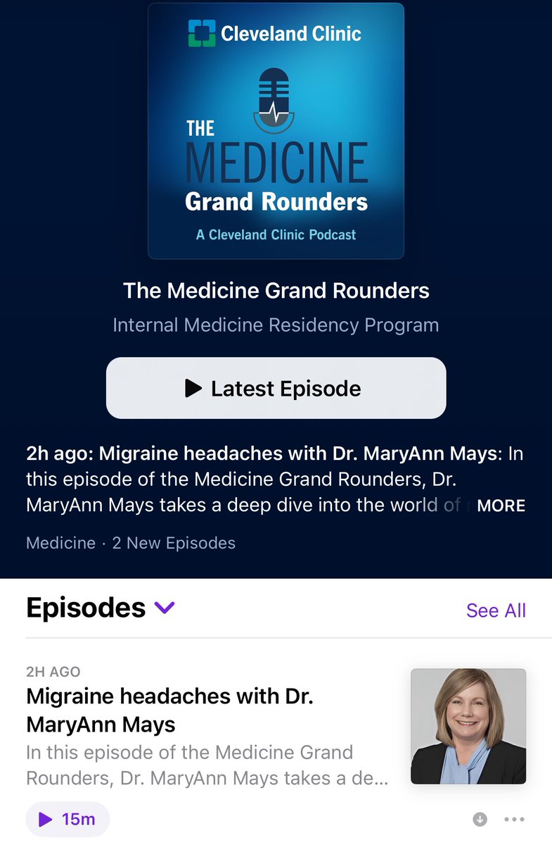 Hot off the press! Ep#11 of @CCF_IMCHIEFS #IMRP #MedicineGrandRounder #Podcast @CleClinicMD 🌎 expert Dr. @maryannmays11 & @CleClinicLCM MS5 @MaevePascoe and future @umichmedicine #Neurology resident light it up about #Migraines Website🔗 cle.clinic/46NqLOo Spotify🎤…