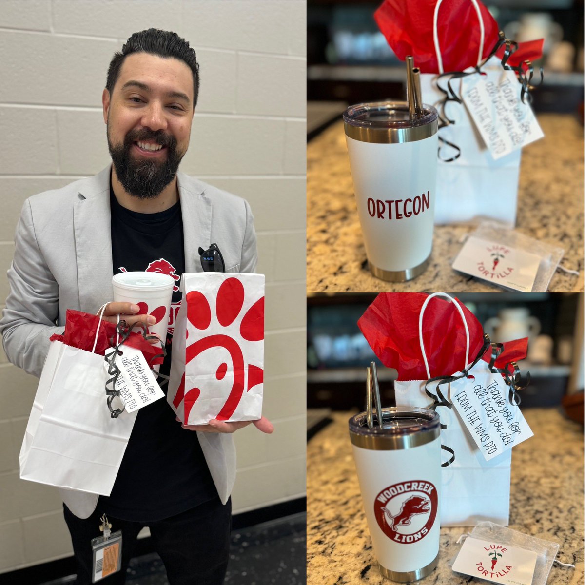 Today we celebrated #NationalSchoolLibrarianDay by showering this guy👇 with a few tokens of appreciation. Mr. Ortegon, thanks for the daily passion you bring to support a culture of reading and discovery at WMS. We are grateful for you today and every day! 🙏 📚 🐾 #BeEliteWMS