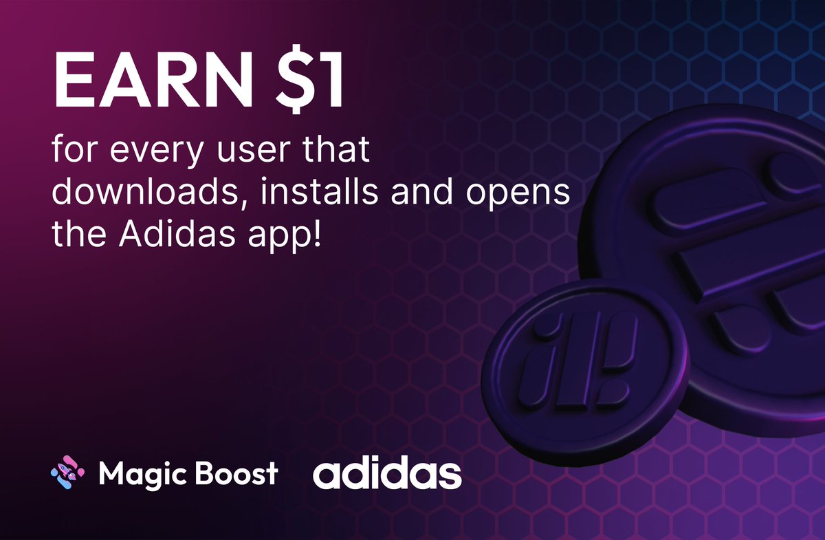 🚨 New Offer is Live on Magic Boost - #Adidas SE 🚨 🤑 Earn $1 for every user who downloads, installs, and opens the Adidas app! 🌎 Available: Sweden 📱 Device: All Devices ⛔ Restriction: Only for newly registered users 👉 Sign Up: magic.store/magic-boost