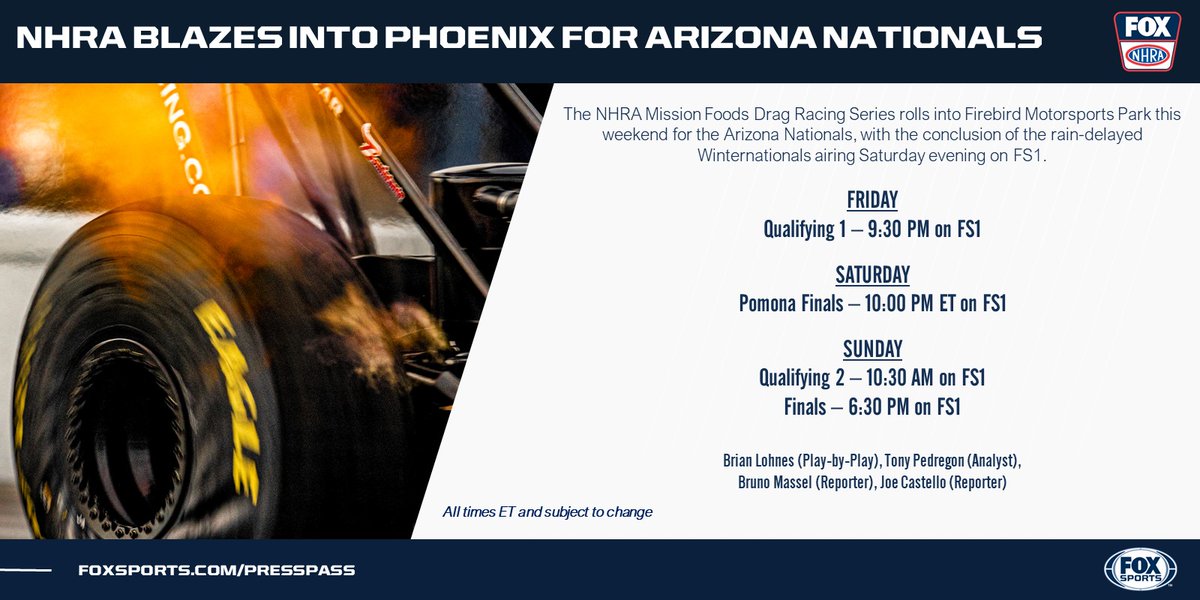 QUICK. AND. FAST. 🔥 The @NHRA heads to Firebird for a weekend of high-stakes drag racing on @FS1 👇