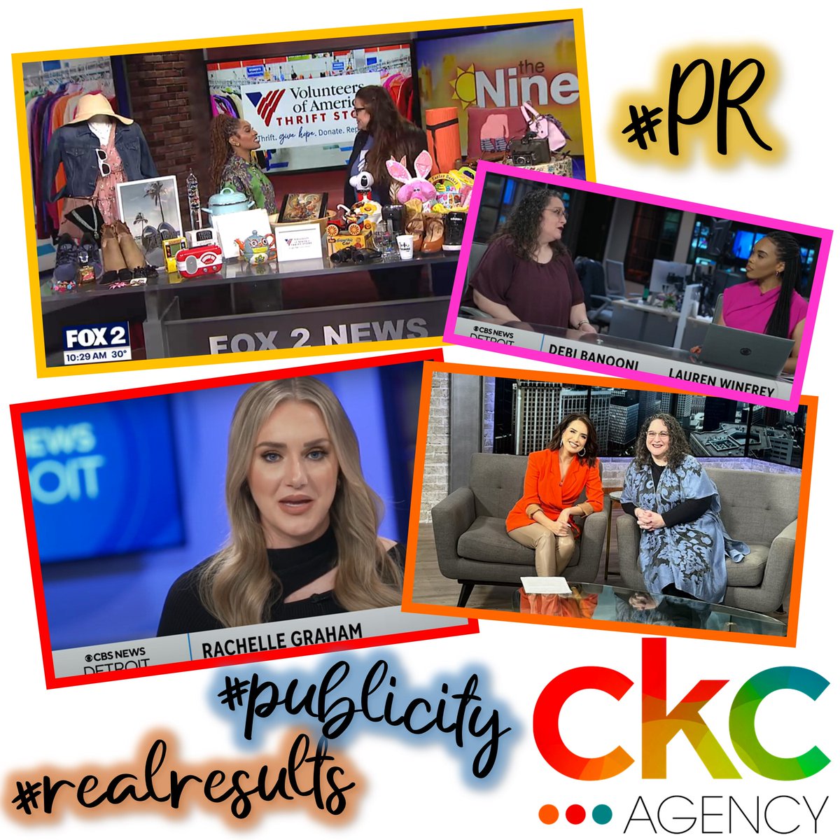 Another whirlwind client #publicity blitz! Time flies at #CKCAgency when we’re busy building brand awareness! #PR #realresults @GesherMI, @FOX2News, @CBSDetroit, @EricaOnAir, @MaurielleTV, @RGrahamTV, @laurenwinfrey_