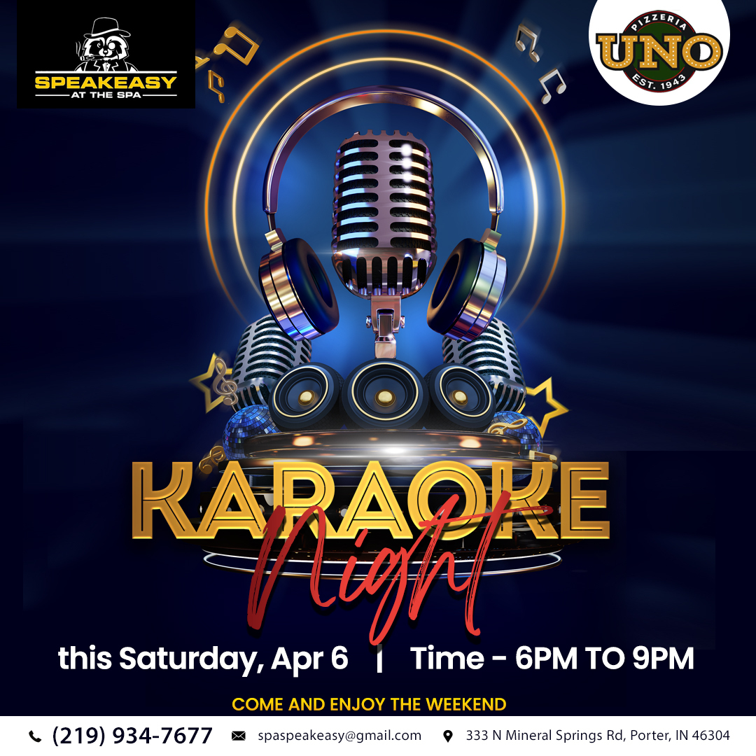 Get ready to sing your heart out at Karaoke Night this Saturday, April 6, from 6 pm to 9 pm at #SpeakeasyattheSpa! Join us for a night of fun and music
.
.
.
.
#karaokenight #party #livemusic #fun #karaokeparty #karaoketime #porterindiana #Indiana #indianafoodies