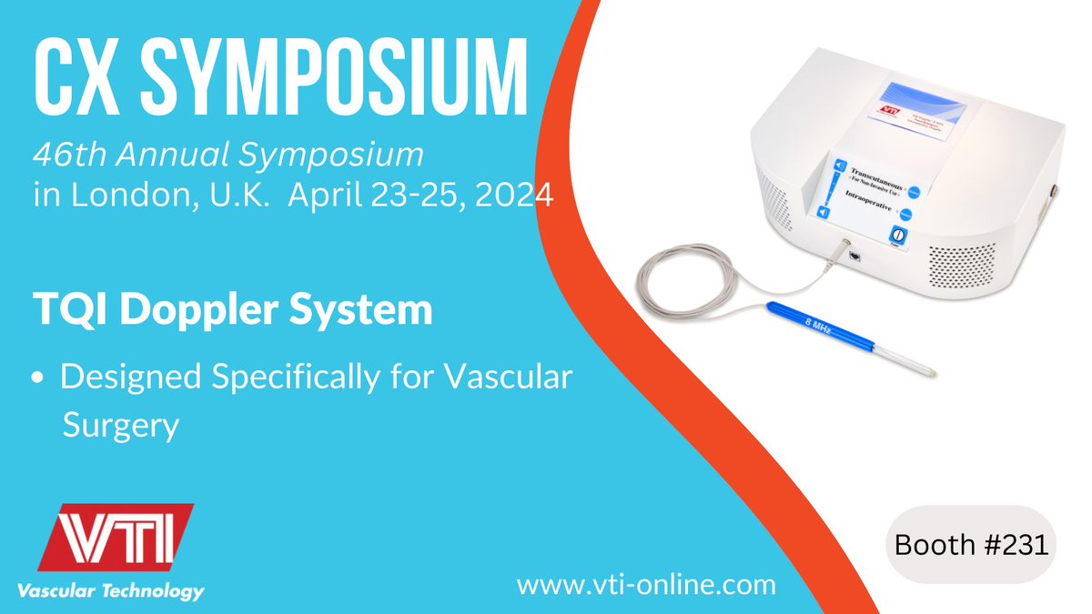 Visit our booth #231 at the Charing Cross Symposium 2024 and experience how the TQI Doppler provides a high degree of performance reliability for surgical theaters. Learn more ➡️ vti-online.com/products/doppl… #CX2024 #VTI #VascularSurgery
