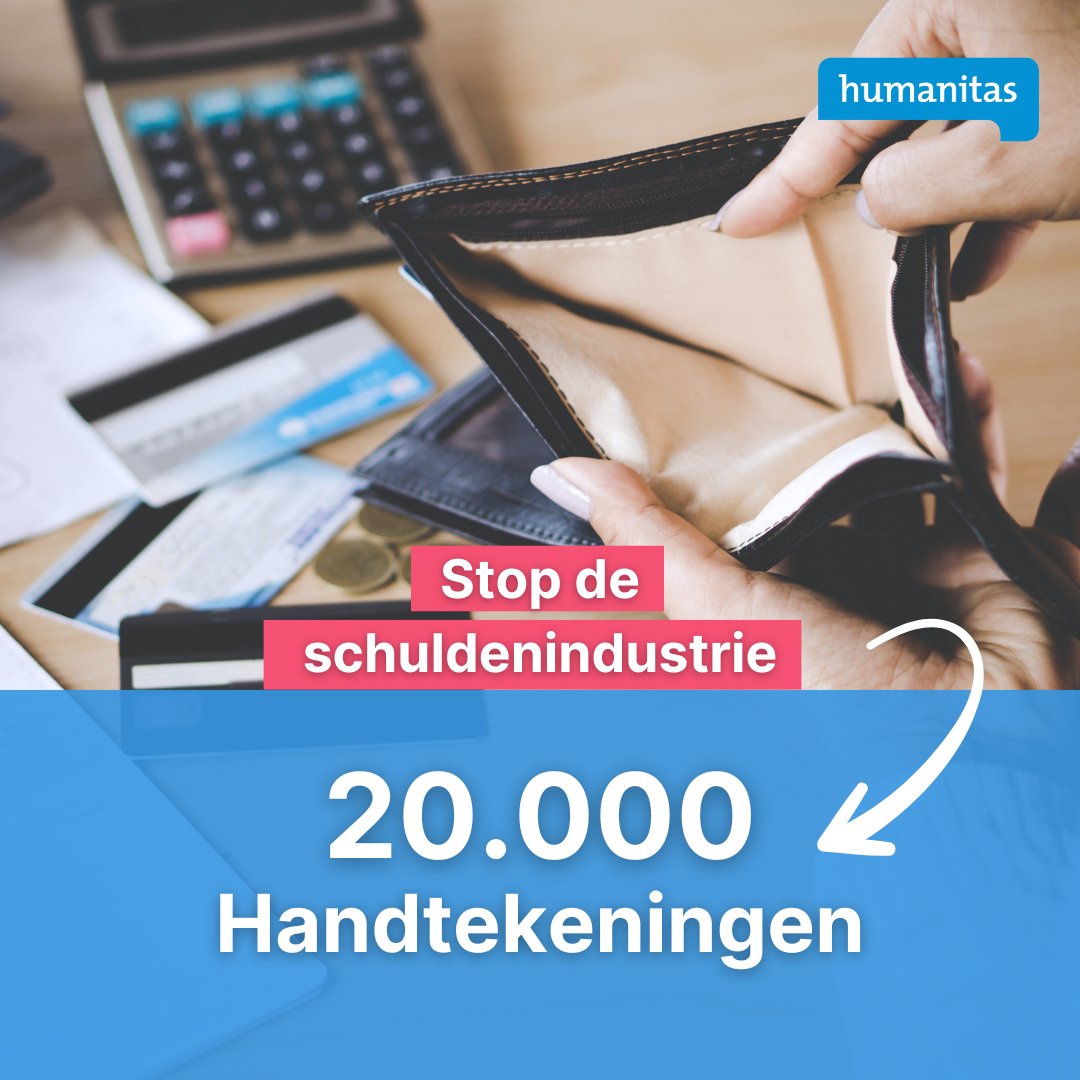 Goed nieuws! Inmiddels hebben 20.000 mensen onze petitie 'Stop de schuldenindustrie' getekend. Toch zijn we er nog lang niet als we een krachtig signaal willen afgeven aan de politiek, dus roepen we iedereen op om de petitie te ondertekenen.

👉 Petitie: humanitas.nl/schuldenindust…