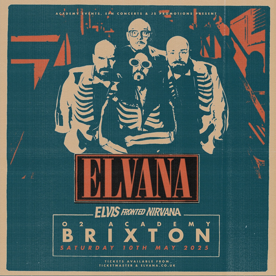 Elvis-fronted Nirvana tribute (yes, really) @elvana_elvis1 have announced a HUGE show at the @O2AcademyBrix in May 2025! Feeling All Shook Up over this news? You Know You're Right to be 😏 Grab your tickets now: tinyurl.com/2s43xhu5