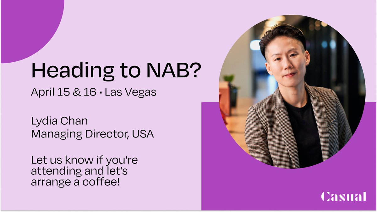 Heading to NAB Show in Las Vegas? Our USA Managing Director, Lydia Chan, will be there April 15 and 16. Let us know if you're going!