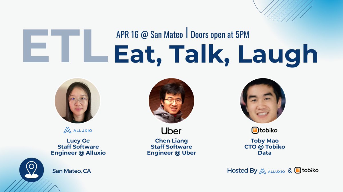 Join us for food & drinks on Tuesday April 16 at Wunderbar in Downtown San Mateo! We have a very exciting lineup of lightning talks from open-source projects SQLMesh, Alluxio, and Uber. Stay tuned for details! Space is limited so secure your spot now: buff.ly/48TRYyY