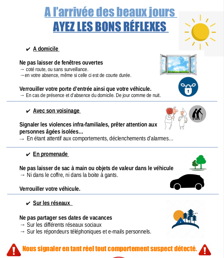 🟡 A l'arrivée du #printemps, ne perdons pas les bonnes habitudes ⬇️ 📞 Au moindre doute, faites le 1⃣7⃣