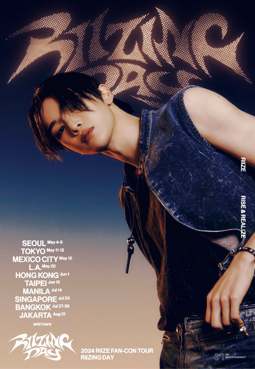 RIIZE_official's tweet photo. 2024 RIIZE FAN-CON TOUR 'RIIZING DAY'

📍SEOUL 📅 2024.05.04 (SAT) - 05 (SUN)
📍TOKYO 📅 2024.05.11 (SAT) - 12 (SUN)
📍MEXICO CITY 📅 2024.05.15 (WED)
📍L.A. 📅 2024.05.20 (MON)
📍HONG KONG 📅 2024.06.01 (SAT)
📍TAIPEI 📅 2024.06.15 (SAT)
📍MANILA 📅 2024.07.14 (SUN)
📍SINGAPORE 📅 2024.07.20 (SAT)
📍BANGKOK 📅 2024.07.27 (SAT) - 28 (SUN)
📍JAKARTA 📅 2024.08.31 (SAT)

➕and more...
※ Ticket on-sale dates and details for each city will be announced at a later date through the respective ticketing platforms

#RIIZE #라이즈
#RISEandREALIZE
#RIIZE_FANCON
#RIIZINGDAY
#SUNGCHAN #성찬
#WONBIN #원빈