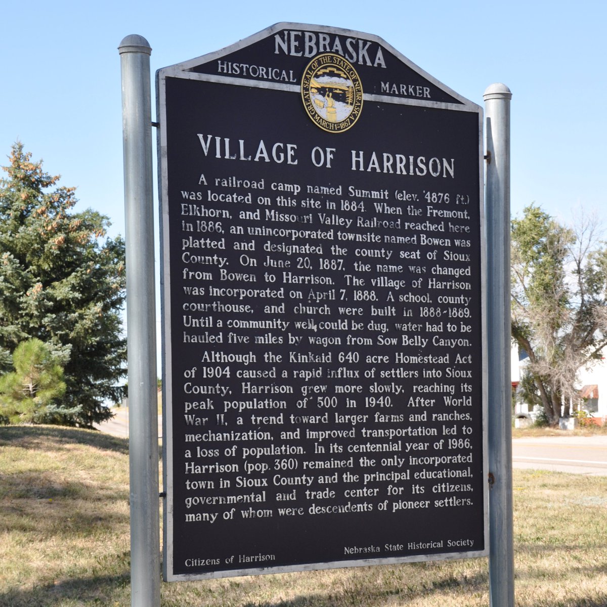 We travel to the northwest corner of Nebraska, where the only incorporated village in Sioux County celebrated its 136th anniversary yesterday—Harrison, Nebraska! history.nebraska.gov/marker-monday-…