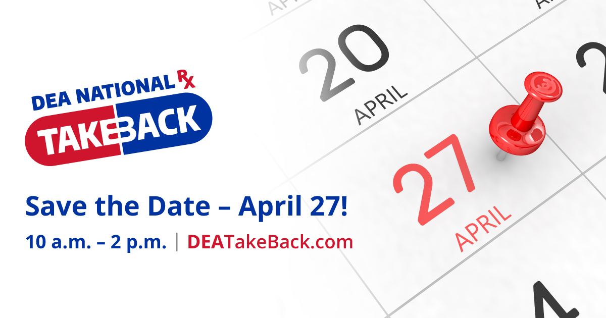 National Prescription Drug #TakeBackDay–happening Saturday, April 27th, 10am-2pm. Get information and find a collection site near you: hubs.li/Q02rJBWJ0