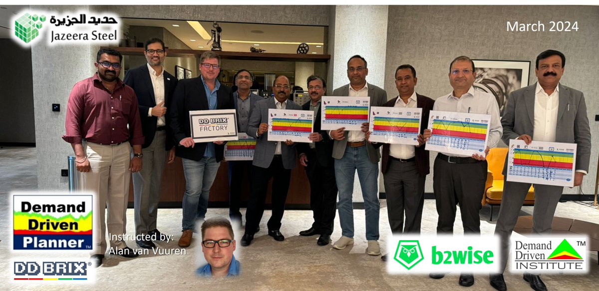 ddinstitute's tweet photo. #ddiinstructor Alan Jansen van Vuuren leads a Demand Driven Planner (DDP) program with a #ddbrix simulation for Al Jazeera Steel Products Co. in Dubai. #thoughtware #ddmrp #ddpp #demanddriven #supplychainresilience @b2wiseglobal https://t.co/FseSmJN3Bl