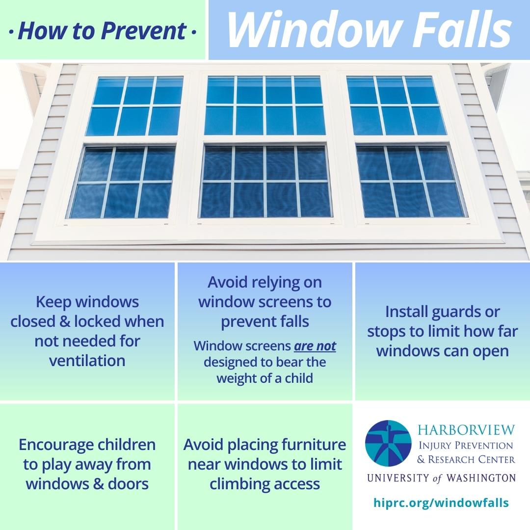 Opening a window to get some fresh air? This #WindowSafety Week is a great time to remind parents & guardians to keep kids away from windows. Screens are meant to keep the bugs out, but not kids in! Install window guards or locks to prevent falls. 🪟 hiprc.org/windowfalls