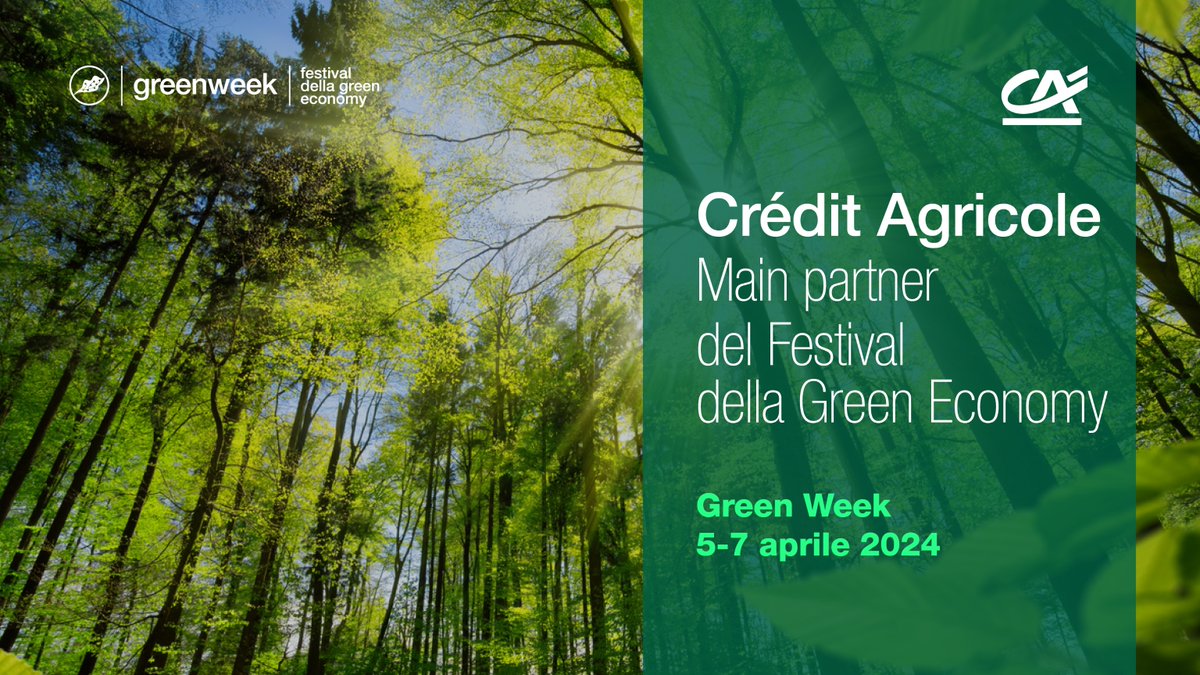 Anche quest’anno Crédit Agricole Italia è Main Partner della @GreenWeekItalia, il Festival della Green Economy dal 5-7 aprile a Parma! Scopri il programma e iscriviti: greenweekfestival.it/programma/ #GreenWeek #ParmaGreenWeek #FestivaldellaGreenEconomy