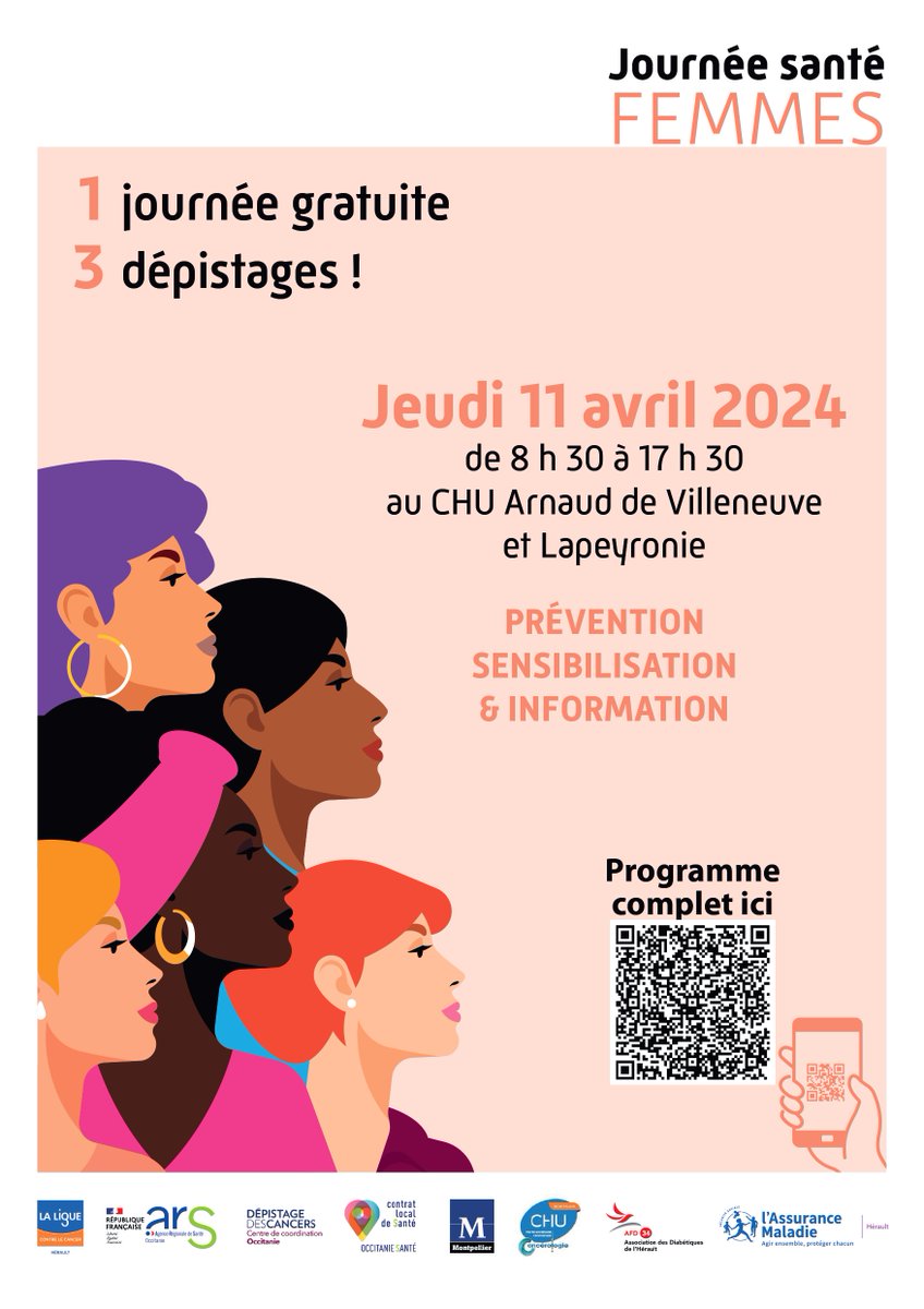 #Event 🏥🔍En collaboration avec la @cpam34, le Centres régionaux de coordination des dépistages des cancers et @montpellier_, le @CHU_Montpellier organise la #journée santé des femmes. 👉Bénéficiez de dépistages pour préserver votre santé.