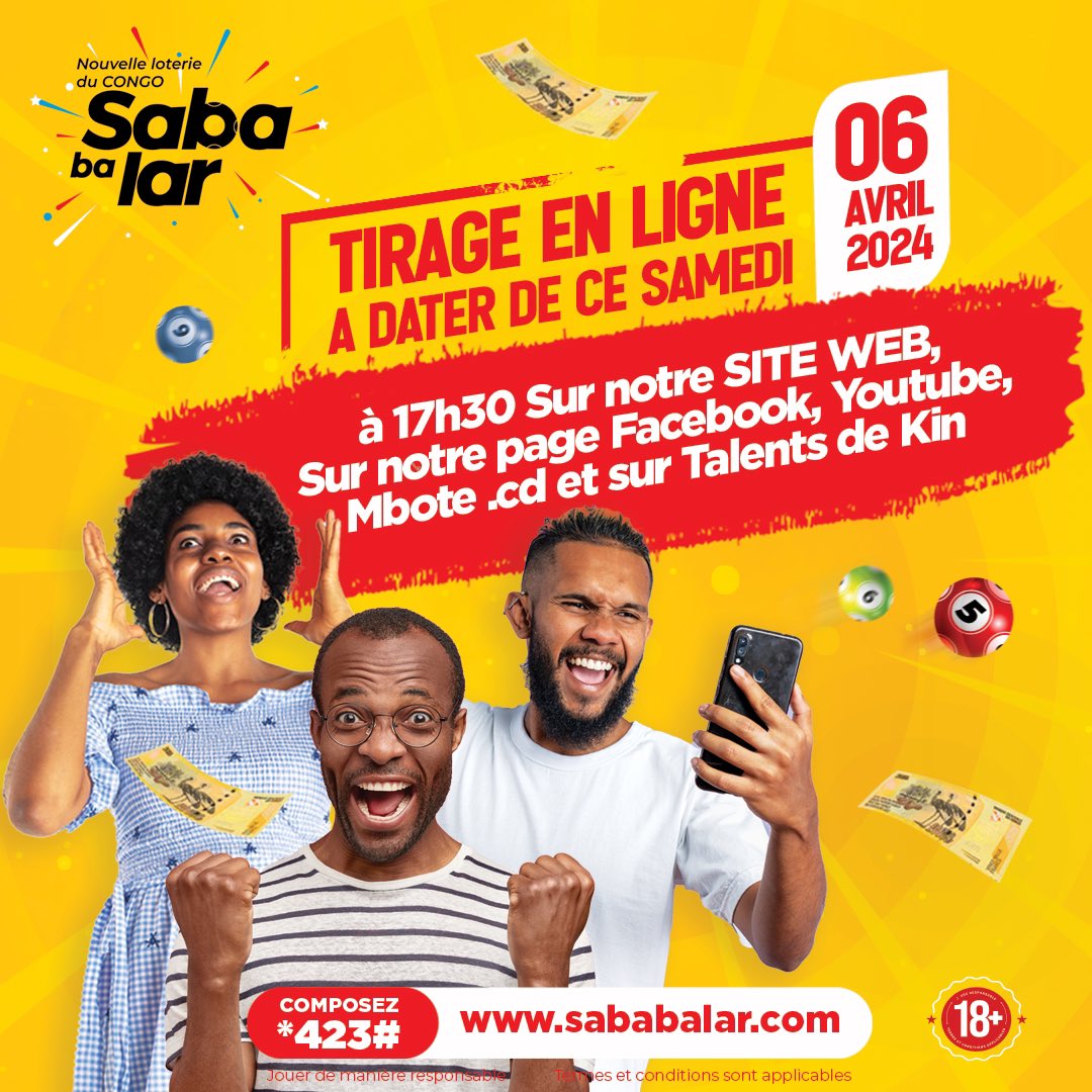 sababalarRDC's tweet photo. Désormais, suivez le tirage que sur nos réseaux sociaux, notre site web, @mbotecd et #Talent2kin !
On se donne rendez-vous chaque samedi à partir de 17h30 🕠
#SabaBaLar #ZalaNaNgaBien https://t.co/YFmOOpiz9y