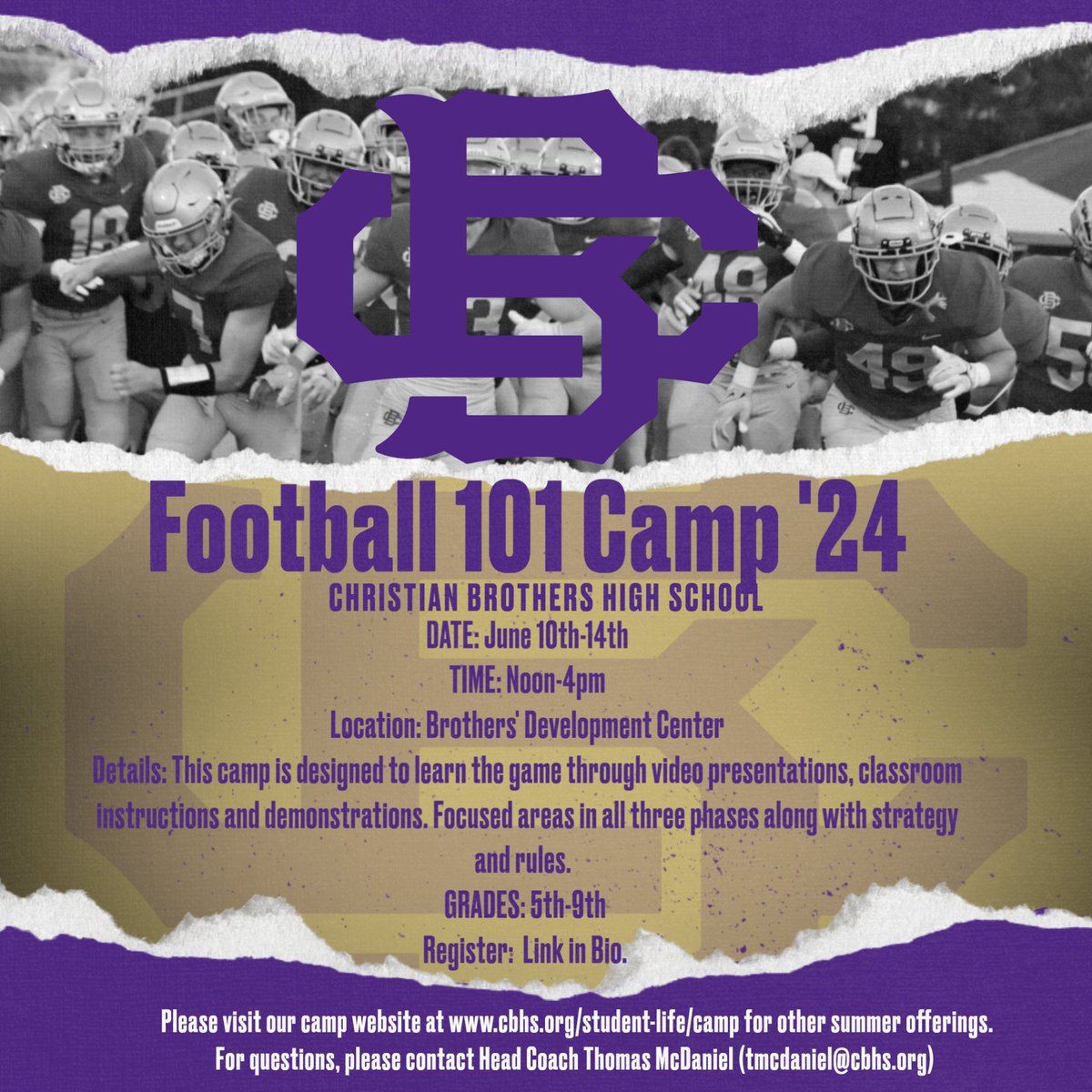 Free Camp Coming Soon. Sign up today. Go Brothers!