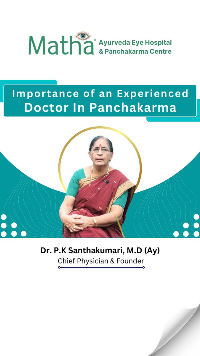 🌲🍀Click to watch the full video 👉
youtu.be/Z0F2Ido4VsM?si…

Importance of an Experienced Doctor In Panchakarma

#DrPKSanthakumari #Matha-EighteenthStone  #AyurvedaEyeHospital #MedicalTourism #Panchakarma #Ayurvedatreatment #Vanvas #Healing #WellnessJourney #ExperiencedDoctors