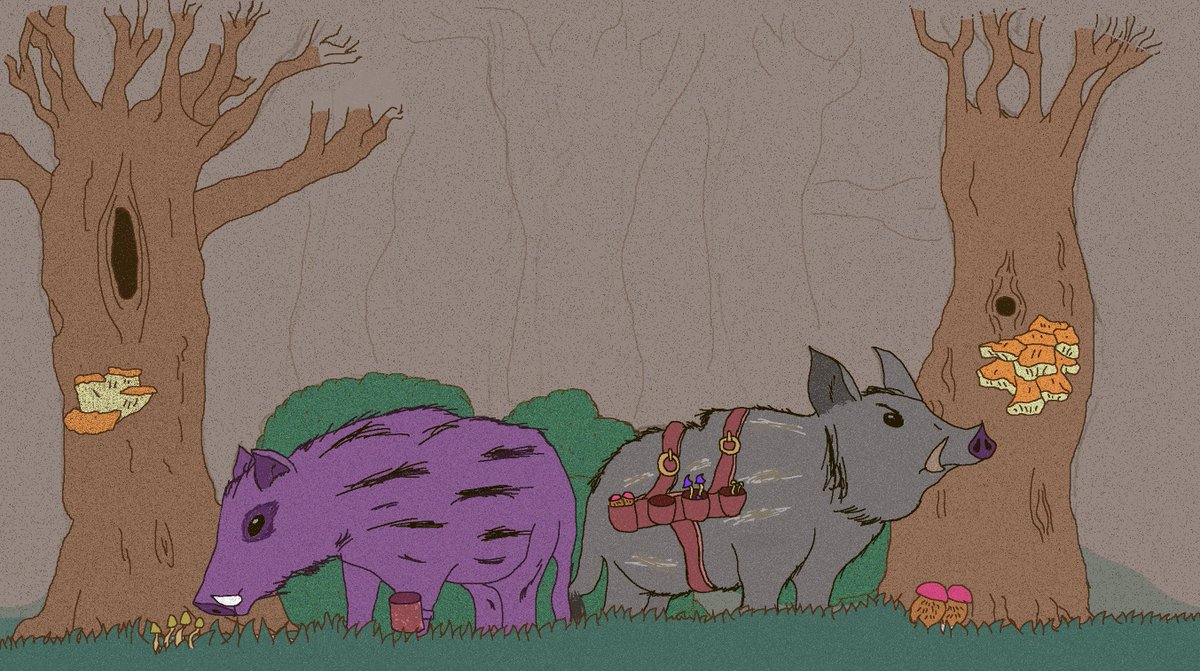 Check out this fantastic #fanart from our latest #PotionCraft fest, featuring Rob and Bob, the realm's top mushroom-hunting boars! Created by Oloaleplayer1 on Discord, these diligent boars are essential helpers in the Enchanted Garden, always foraging for ingredients.