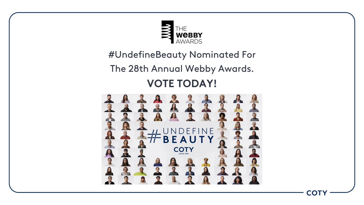 We're thrilled to announce that our #UndefineBeauty campaign has been nominated for the 28th Annual The Webby Awards! 🎉

Help us bring home the win and VOTE TODAY: vote.webbyawards.com/PublicVoting/#….

#CotyPride
