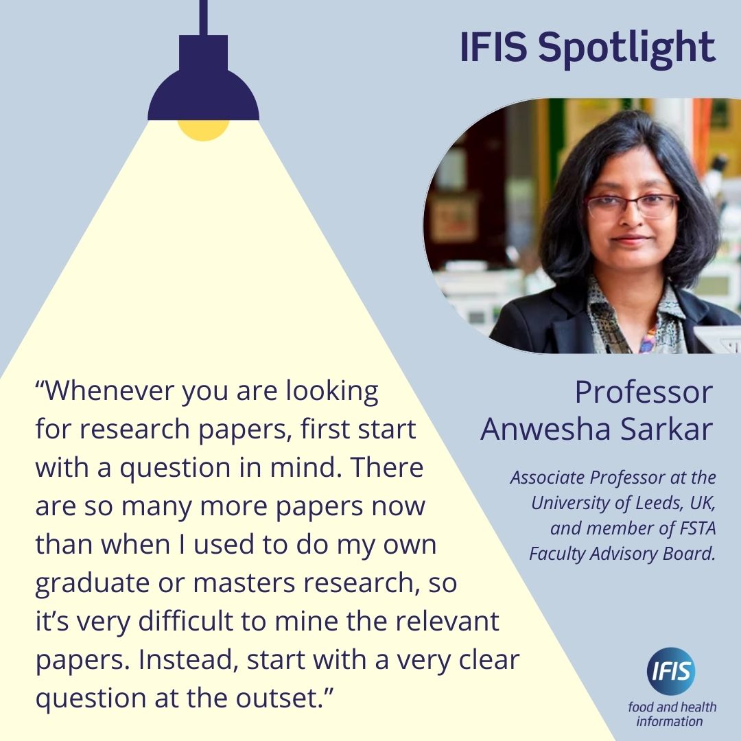 Curious about starting a career in food science? Professor Anwesha Sarkar from @universityofleeds shares her top tip: 'Start with a clear question in mind when diving into research papers.' Find out more insights and advice in our interview with her: bit.ly/43JhW7C