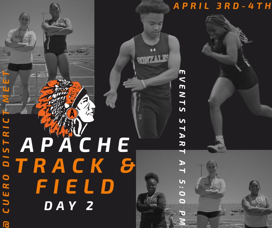 ApachesGHS's tweet photo. Good luck to our Apache Track &amp; Field team as they compete in their district meet in Cuero for DAY 2 TODAY! Go Apaches! https://t.co/tP5AfphZND