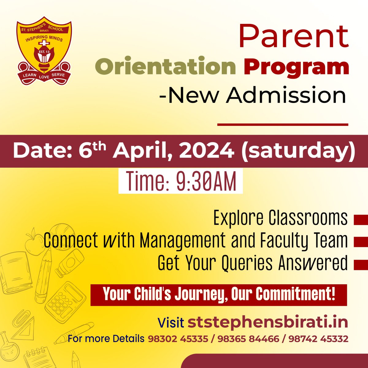 Join Us for the Parent Orientation Program for New Admissions to be held on 6th April 2024. Discover Our Academic Excellence and Nurturing Environment! 🌐 ststephensbirati.in #StStephensSchoolBirati #StStephensSchool #ICSESchool #digitalschool #parentorientationprogram