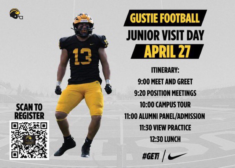 Thank you <a href="/CoachRauen/">Landon Rauen</a> for the junior day invite! <a href="/gustiefootball/">Gustavus Football</a>