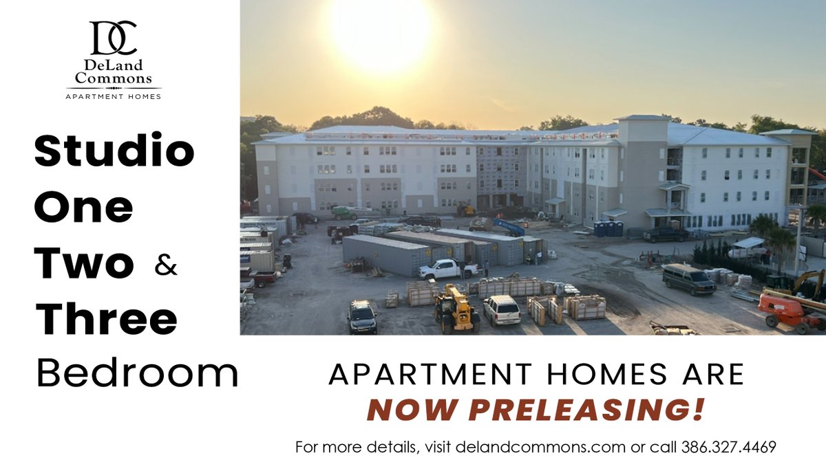 ConcordRENTS's tweet photo. Deland Commons construction update! Opening day in late spring/early summer 2024 is fast approaching and our team is busy preleasing!  Don’t miss out on      securing your brand-new apartment home in beautiful downtown Deland. Apply now! https://t.co/FPHSCK7dVe https://t.co/UygCHO72m9