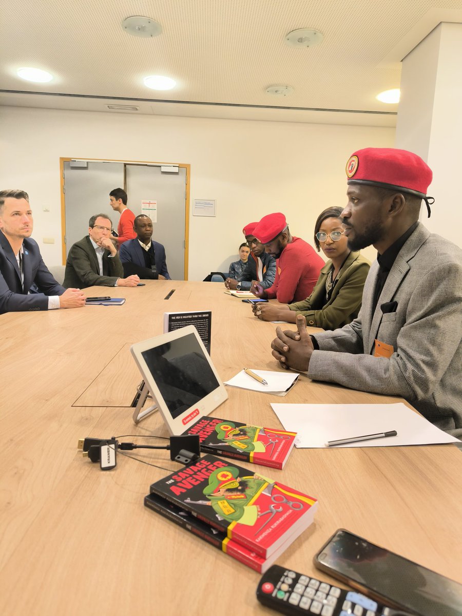 Fruitful meeting of NUP team @HEBobiwine @DavidLRubongoya @sasmvn with our friends from the Renew group in Brussels in the EU parliament. They expressed support for our goal, obedience of human rights and removal of the dictator.How exactly I can't disclose.