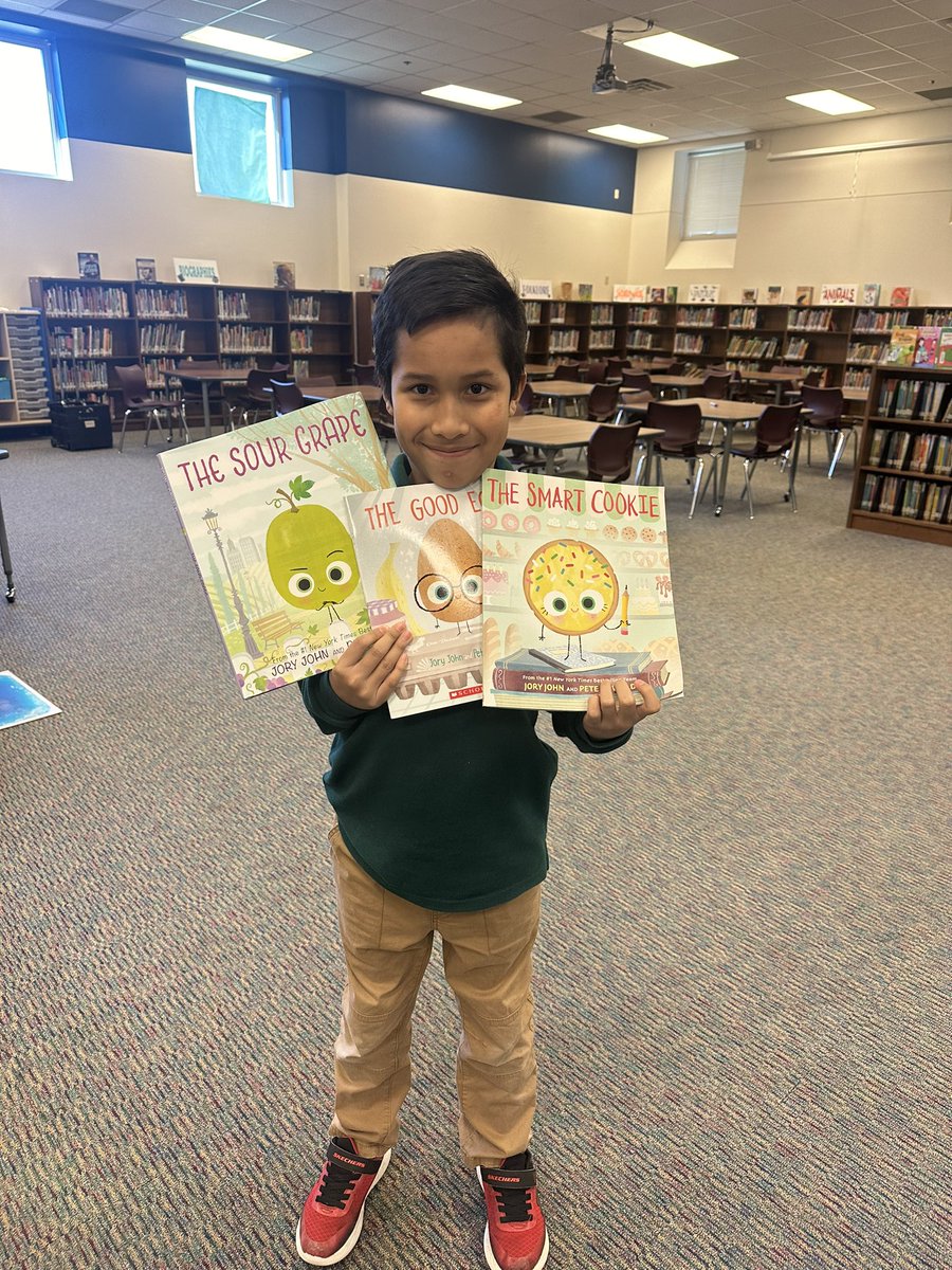 @IamJoryJohn and @peteoswaldart this sweet @BburgCougars is your biggest fan! He checks out your books each week and wanted to ask if your next book can please be, The Sweet Strawberry! 🍓Thank you for making reading fun and engaging for kids! @IrvingISD @IrvingLibraries