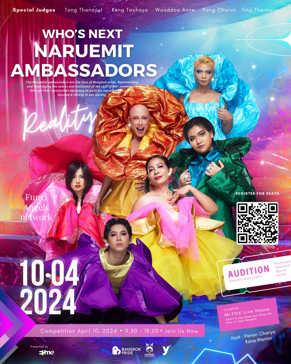 เตรียมพบกับรายการเรียลลิตี้ #NaruemitAmbassadors2024 เพื่อค้นหาทูตนฤมิตทั้ง 6 คน ที่จะมาสื่อสารประเด็นสำคัญของชุมชน LGBTQIAN+ ในงาน #BangkokPride2024 #CelebrationofLove ติดตามรายการได้ทาง youtube ช่อง Bangkok Pride ตลอดเดือนพฤษภาคมนี้