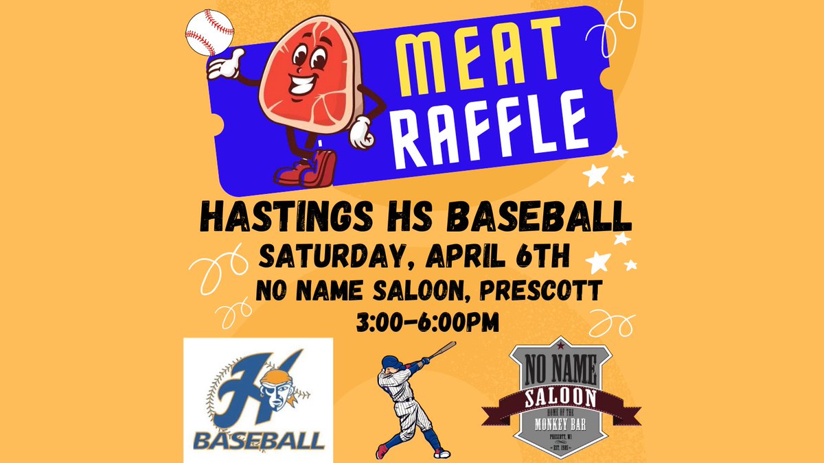 As we get set to kickoff the season join us on Saturday, April 6th - 3:00pm for a meat raffle. Great day to spend some time with friends and help out the Raiders Baseball Program. Go Raiders!
