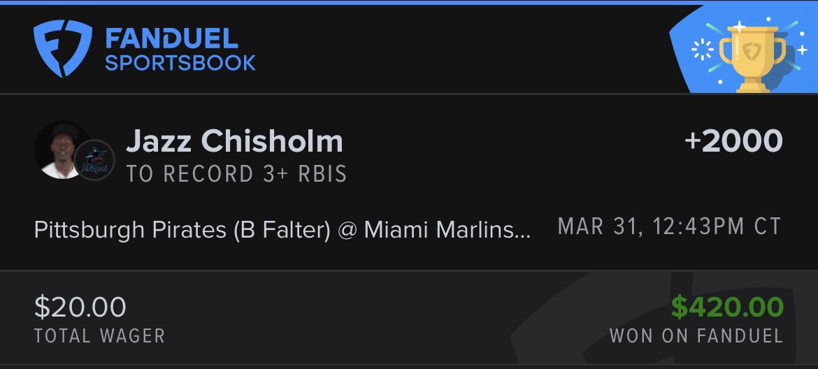 HammerheadDFS's tweet photo. Incase you’re wondering how our Baseball bets have been going. Here is just a couple hits from last few days from @BlinksBets 

Jeffers 3+ RBIs +1900 ✅
Chisholm +3 RBIs +2000 ✅
Arcia +2 RBIs +650 ✅

Included in our $19.99 a month Bets Pass 
#GamblingX #GamblingTwitter #MLBBets https://t.co/jSXbgumYIo
