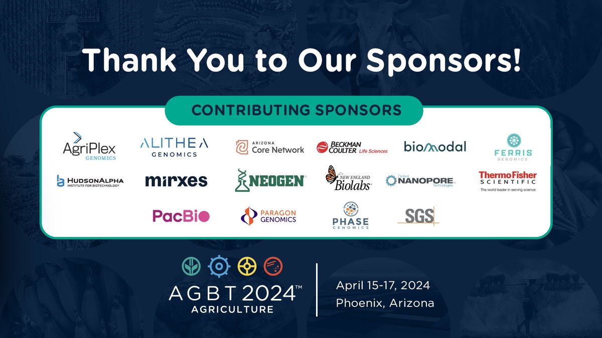 THANK YOU to all the sponsors of #AGBTAg 2024! We appreciate your support as we work to advance the industry. This conference wouldn't be possible without your help. A special thank you to our Gold Sponsor, Element Biosciences, and our Silver Sponsor, Complete Genomics!