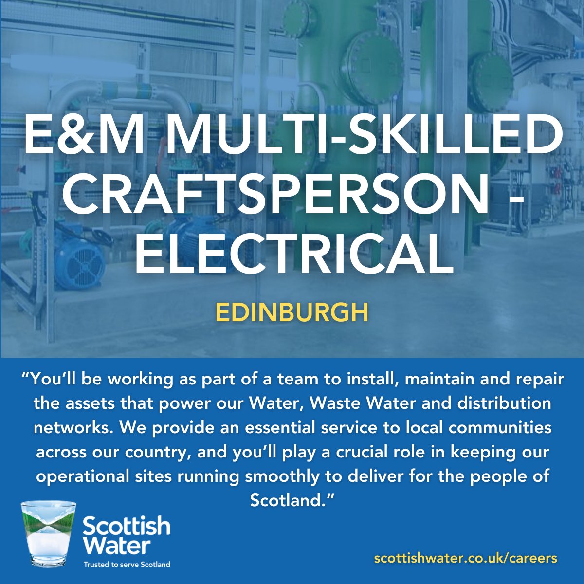 Keep our operational sites running smoothly by installing, maintaining, and repairing our water and wastewater assets. Use your electrical and mechanical skills to troubleshoot and ensure safety is paramount. bit.ly/3PNMcZ8 #EdinburghJobs #ElectricalJobs